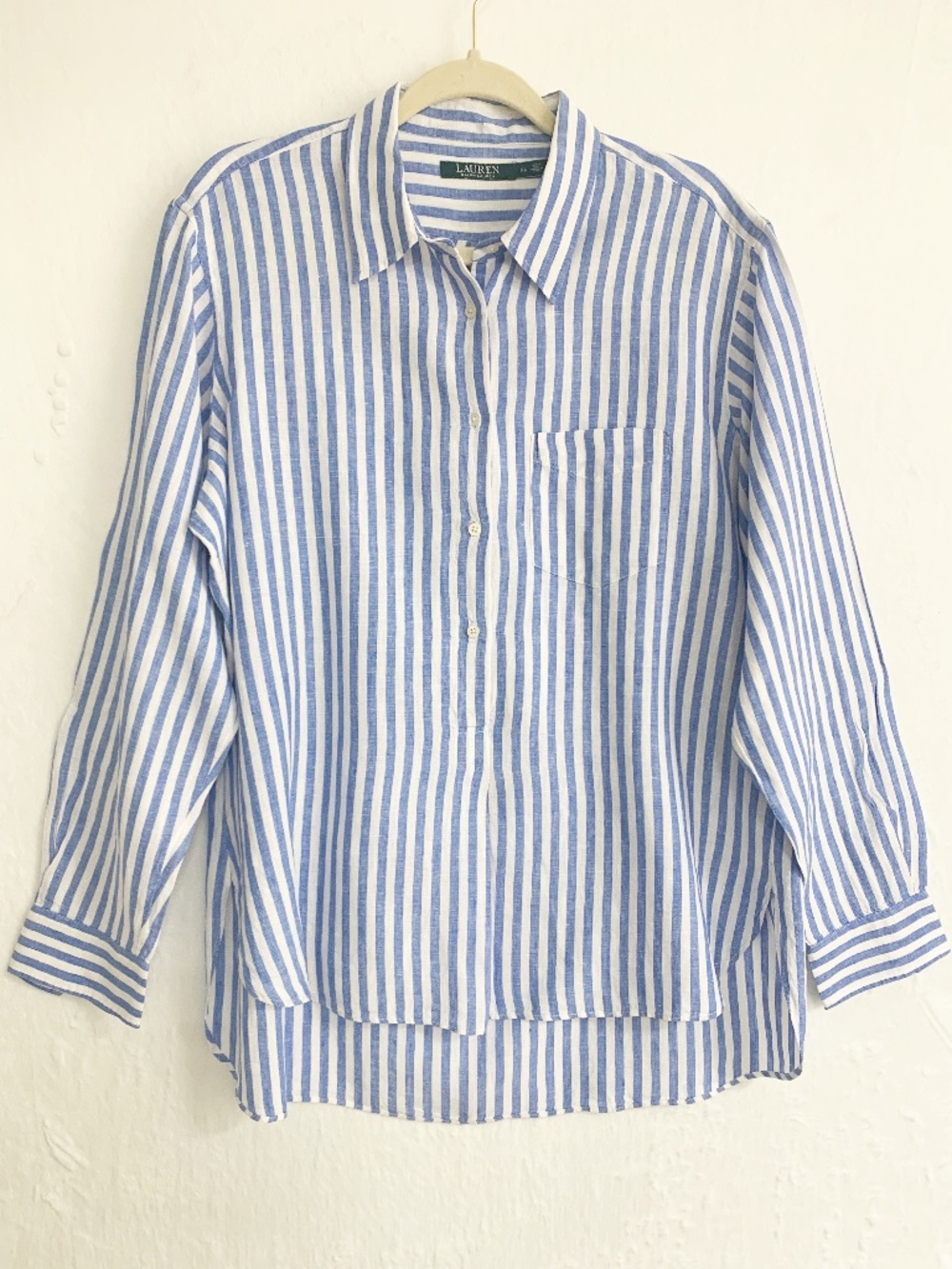Lauren Ralph Lauren 100% Linen Striped Popover Tunic Sz XL